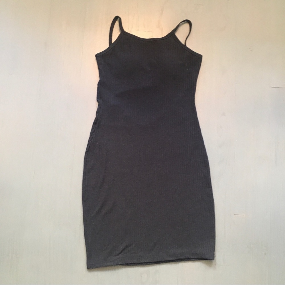 Black mini dress with open back